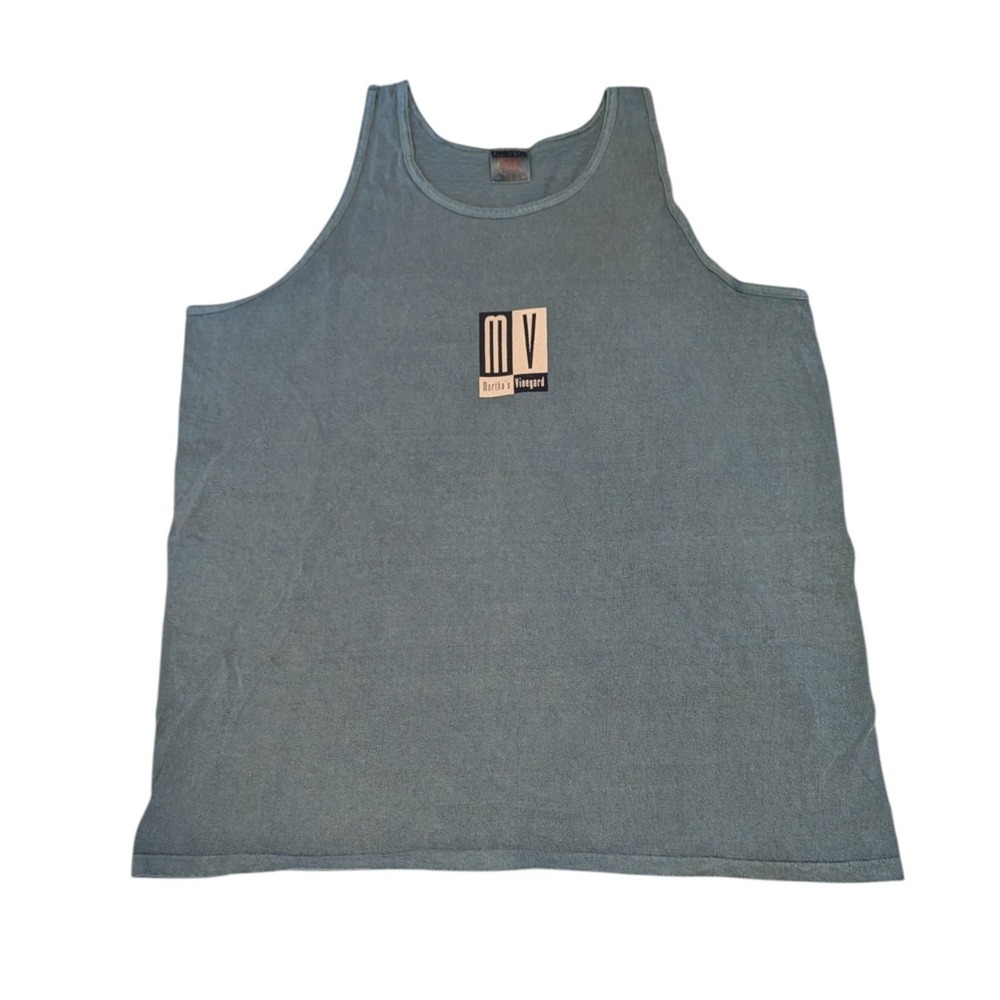 VTG 90's Oneita Power-T Martha's Vineyard Tank Top Men's XL Blue Made in the USA